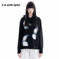 Lapargay printed long-sleeve hoodie 2026 spring new women's black personality fashion casual top
