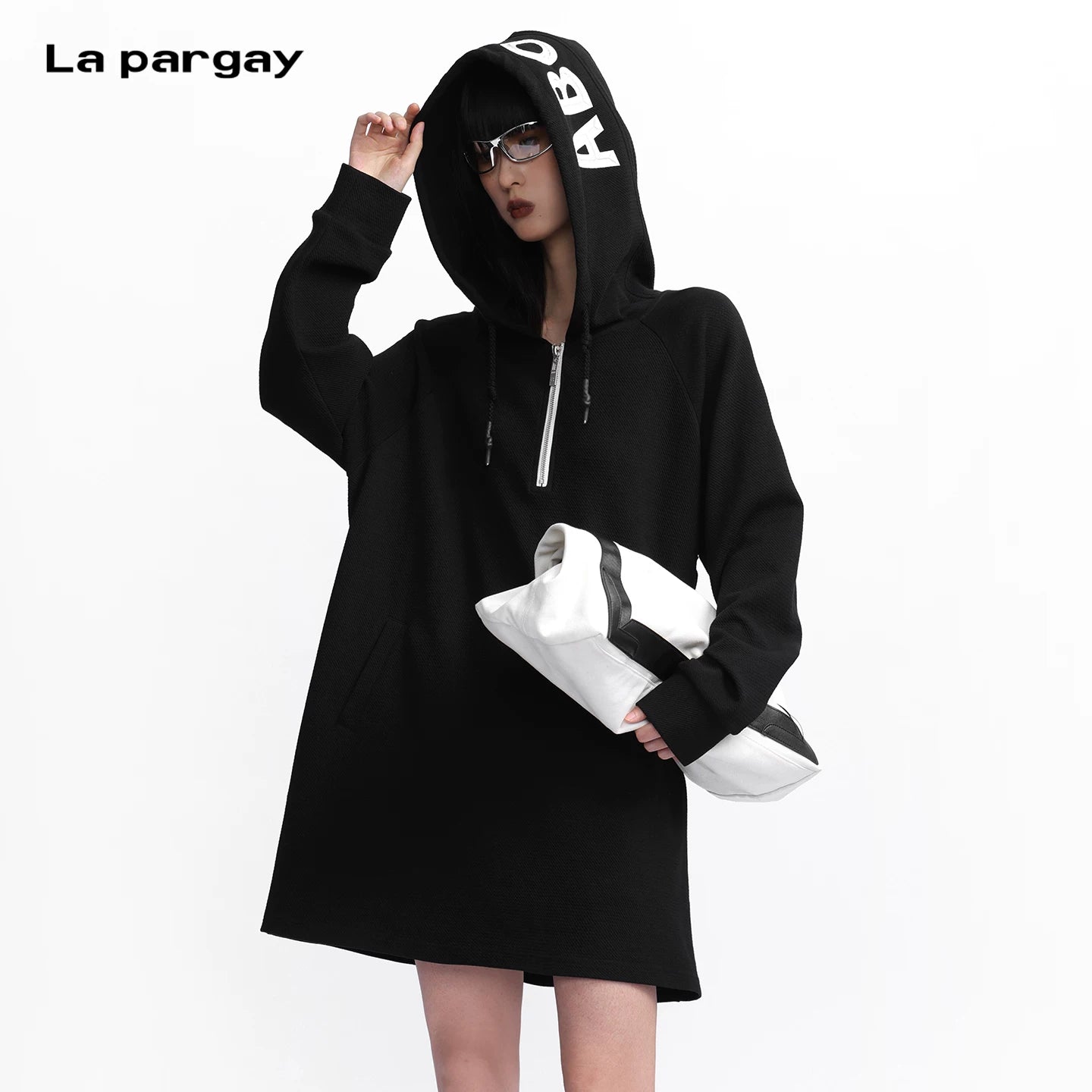 Lapargay 【A to Z】Print Mid-Length Sweatshirt Dress  Ripple Texture L75309001V