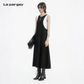 Lapargay Contrast Color Sleeveless Dress Fake Two-piece Stitching Design Strap Little Black Dress L78209012C
