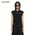 Lapargay cropped sleeveless polo shirt with half-zip neckline, suitable for daily wear L72201984C