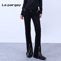 Lapargay High-Waist Pocket Flared Long Pants Casual Pants 2026 Spring New Women's Black Personality Versatile Trousers
