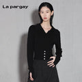 Lapargay pullover long sleeve inner layering knitwear 2026 new women's black personality slim fit top