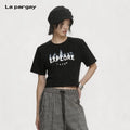 Lapargay Smoke Print Cropped T-Shirt Breathable Skin-Friendly Cool and Versatile L75200221C