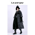 Lapargay Lapargay 2026 New Women's Black Top Jacket Knitted Sleeve Long Down Jacket