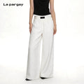 Lapargay Elastic Waist Casual Wide Leg Pants for Women 2026 Spring New Design High Waist Trendy Straight Trousers