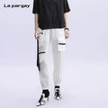 Lapargay Lightweight Casual Pants Personality Design Pocket Cargo Pants Autumn New Extra Long Trendy Tie-dye Pants
