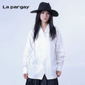 Lapargay Long-sleeved Loose Cardigan Shirt 2026 Spring New Women's White Personality Fashion Design Top