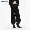 Lapargay  Textured High-Waist Casual Pants with Multi-Button Waistband, Wide Leg Silhouette L78102626C