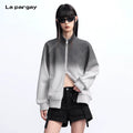 Lapargay Patchwork Gradient Sweatshirt Jacket Stand Collar Long Sleeve Double Zipper Design L75301233C