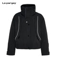 Lapargay High Neck Warm Down Jacket with Contrast Color Line Design, Short Neat Silhouette L75401805C