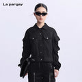 Lapargay Pleated Multi-Pocket Work Shirt Summer New Style Fashion Trendy Brand Personality Shirt Linen Loose Women's Top