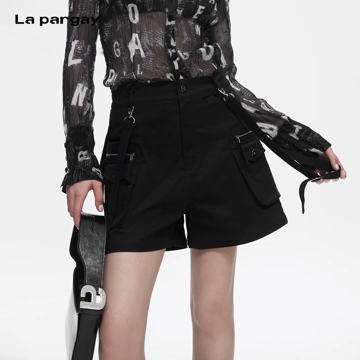 Lapargay High Waist A-line Cargo Shorts Multi-pocket Three-dimensional Cut Leg-shaping Effect L78202204V