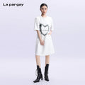 Lapargay Cotton Knit Dress Summer New Style Design Sense Short Short Sleeve Trendy Brand Loose Straight Skirt Fashion Long Dress