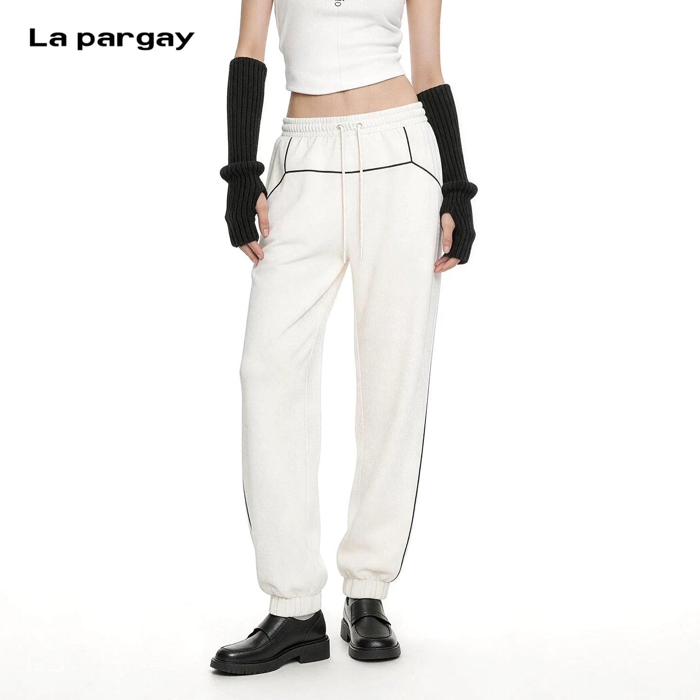 Lapargay High-Waist Elastic Cuff Sweatpants Drawstring Waist Optimized Leg Proportions L72202801C