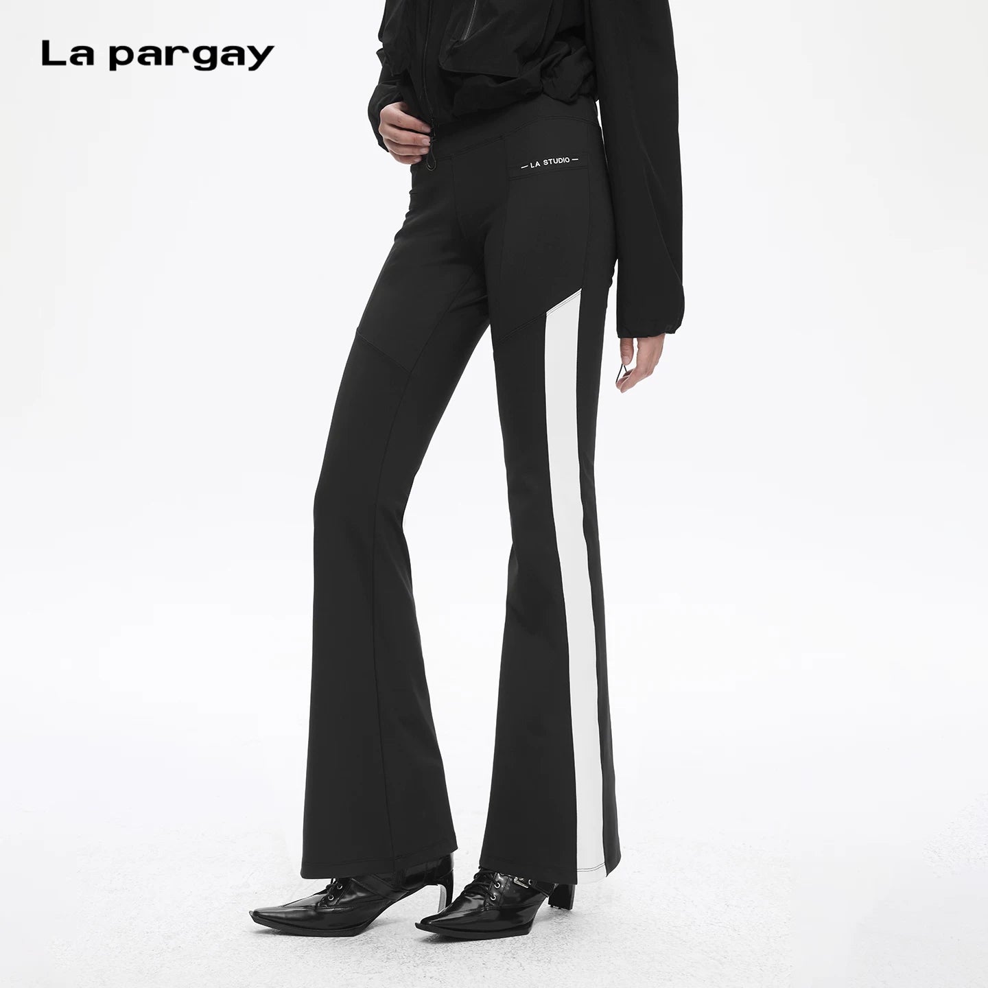 Lapargay High elastic slim bootcut pants Side contrast stripe Slimming and leg-lengthening L78102001C