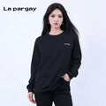 Lapargay Printed Round Neck Pullover Sweatshirt 2026 Spring New Women's Black and White Personality Fashion Casual Top