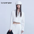 Lapargay long-sleeved cardigan jacket 2026 spring new women's white personality casual short knitted top L69108301V
