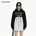 Lapargay Two-in-One Hoodie with Striped Shirt Layered Look Creating Depth L72101911S
