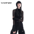 Lapargay high-neck base layer knit sweater 2026 spring new women's black fashion casual long-sleeve fitted top