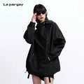 Lapargay Raglan Sleeve Mid-Length Coat Loose and Comfortable Zipper Decoration L75301311V