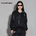 Lapargay hooded hem modified casual pullover sweatshirt 2026 new women's personality fashion top