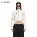 Lapargay Cool and Stylish Motorcycle Short Jacket Multiple Zippers High Collar Cropped Waist L72101203V