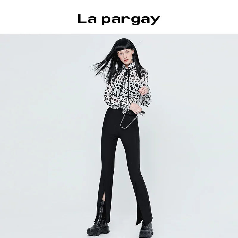 Lapargay 2026 New Casual Pants Black Versatile High-waist Slimming Sweet Cool Trousers Design Sense Niche