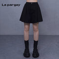 Lapargay High-Waist Shorts Loose Wide-Leg Pants 2026 Spring New Women's Black and White Personality Design Culottes