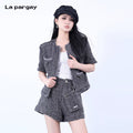 Lapargay Pure Cotton Short-sleeved Jacket for Women 2026 Spring New Style Casual Personalized Design Top