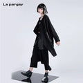 Lapargay Long-sleeved Asymmetrical Trench Coat 2026 Spring New Style Women's Mid-length Casual Top