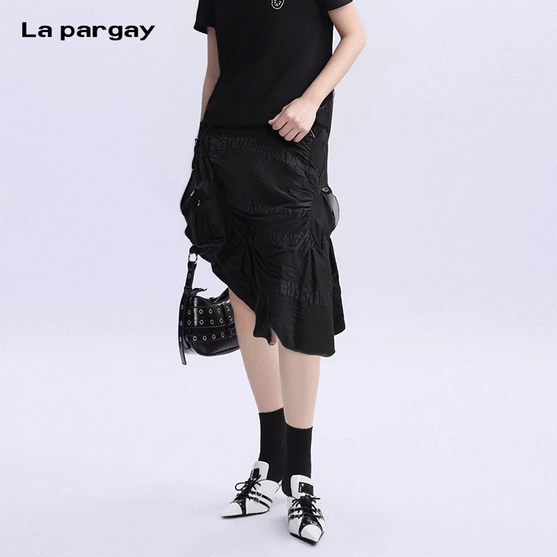 Lapargay Wool Asymmetric Skirt 2026 New Women's Personality Design Skirt