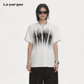 Lapargay Round Neck Short Sleeve T-Shirt Gradient Stripe Print Pure Cotton Skin-Friendly L75200205S