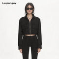 Lapargay short stand-collar jacket, dual pocket design, drawstring waist accentuates proportion L75201208V