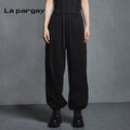 Lapargay Casual Slouch Pants Women Black Jogger Pants Autumn/Winter New Personality Fashion Versatile Loose Elastic Waist Women Pants