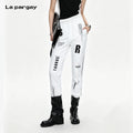 Lapargay Cool Letter Print Jogger Casual Pants Elastic Waistband Loose Versatile L60202106C