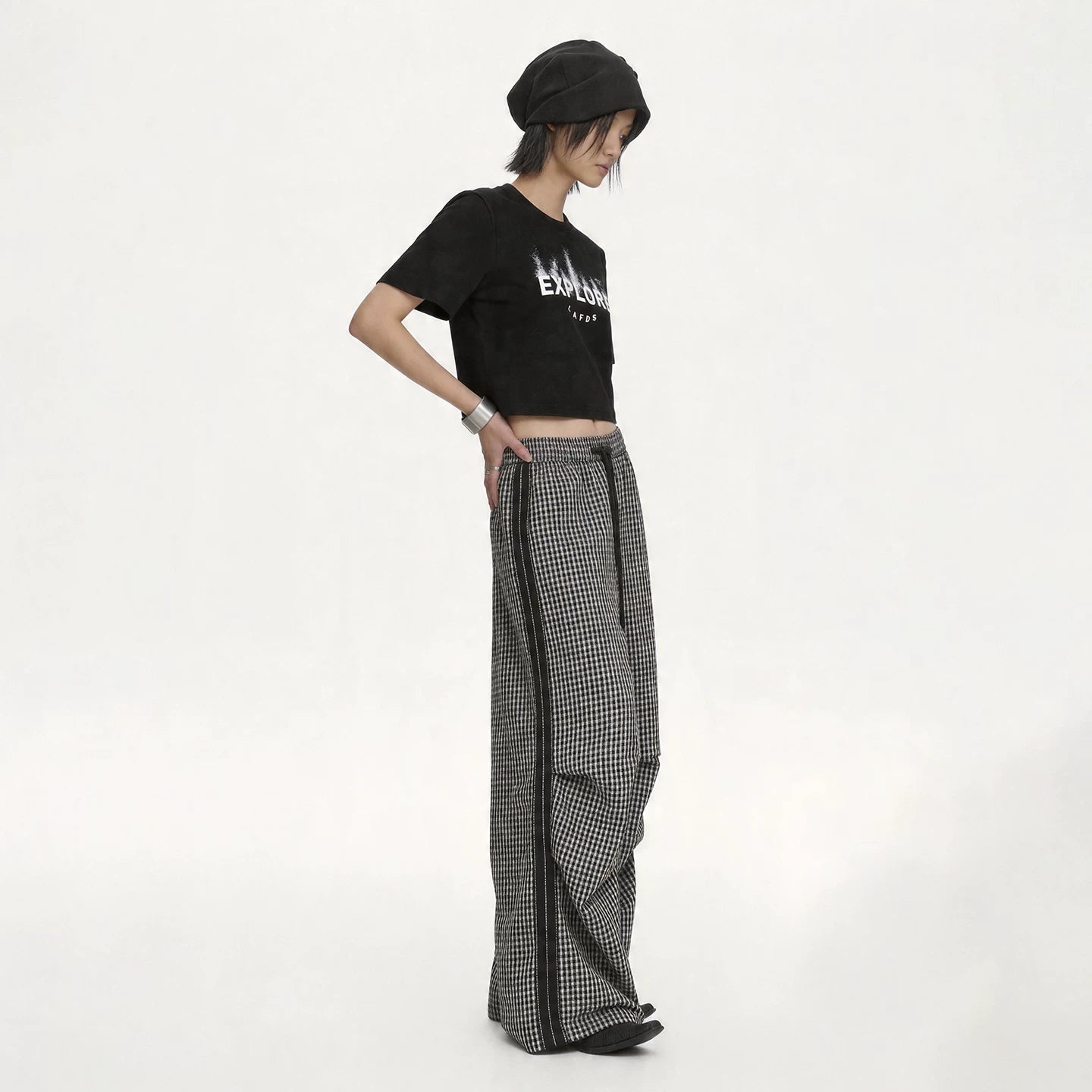 Lapargay Smoke Print Cropped T-Shirt Breathable Skin-Friendly Cool and Versatile L75200221C
