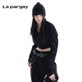 Lapargay Workwear Jacket Short Coat 2026 New Women's Black Personality Casual Versatile Niche Top