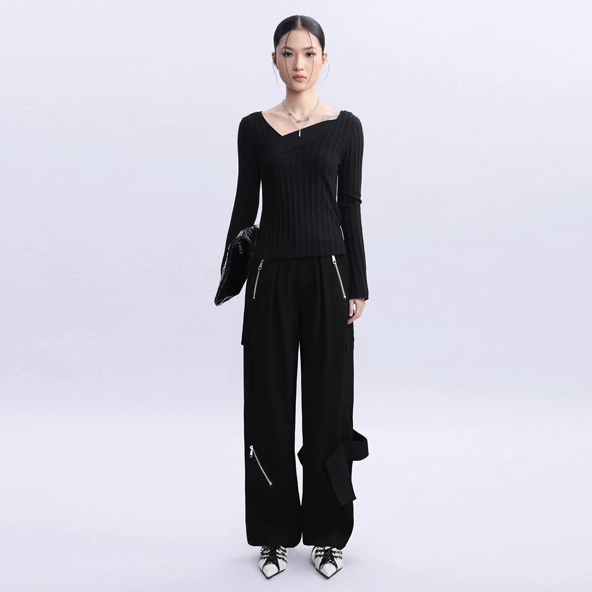 Lapargay Straight Pocket Cargo Pants 2026 Spring New Trendy Personalized Casual Long Pants Women Design Zipper Floor-Length Pants