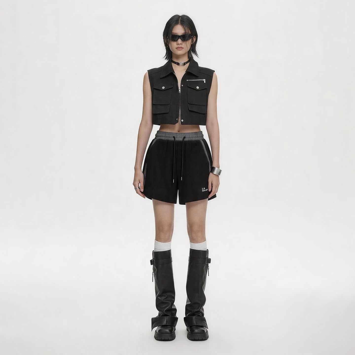 Lapargay Gradient Elastic Waist Shorts, Loose A-Line Silhouette, Minimalist Letter Accent L75202207V