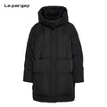 Lapargay high-loft large down jacket, hooded design, loose mid-long style L75401804C