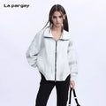 Lapargay long-sleeved asymmetric stand-collar coat 2026 new style personalized fashion design top