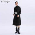 Lapargay Merino Wool Mid-Length Wool Coat 2026 New Style Casual Long-Sleeved Top