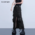 Lapargay Multi-Pocket Slit Skirt Women 2026 New Casual Mid-Length Skirt