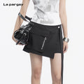 Lapargay Cargo Style Mini Skirt Irregular Cut Zipper Pocket Little Black Skirt L78209204C