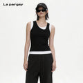 Lapargay Fake Two-Piece Sleeveless Vest Contrast Color Block Design Slimming and Figure-Flattering L75200105C