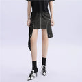 Lapargay Deconstructed Skirt with Tie-waist Elastic Band, New Fashionable Short Skirt with Front Zipper Design, Trendy Straight Skirt