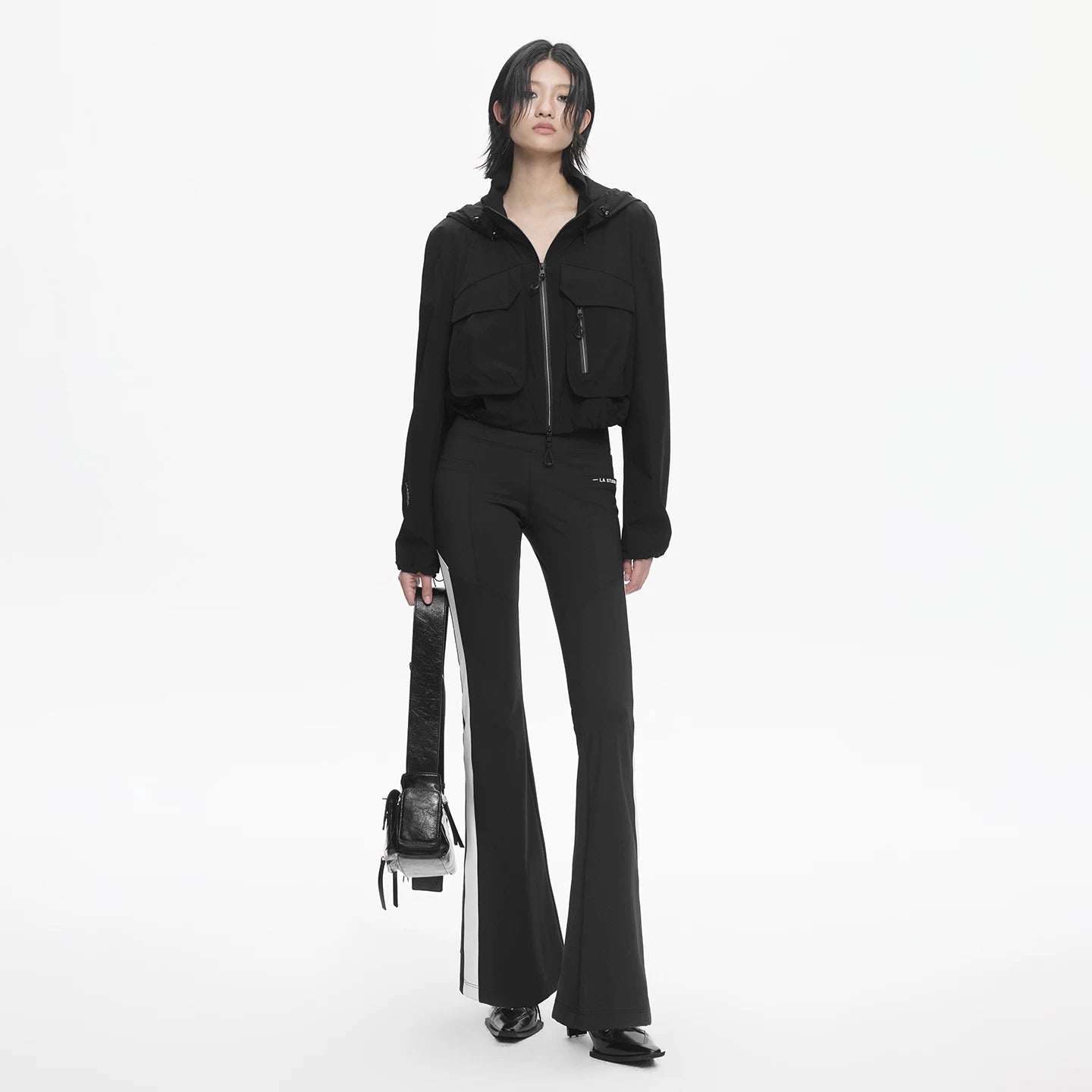 Lapargay High elastic slim bootcut pants Side contrast stripe Slimming and leg-lengthening L78102001C