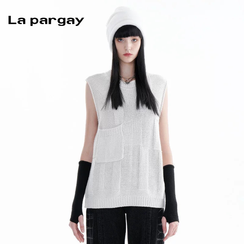 Lapargay sleeveless vest warm knit sweater women 2026 new personality fashion loose trendy vest top