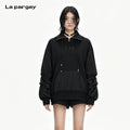 Lapargay Texture Panel Casual Sweatshirt Half-Zip Hoodie Clean Silhouette L72101902V