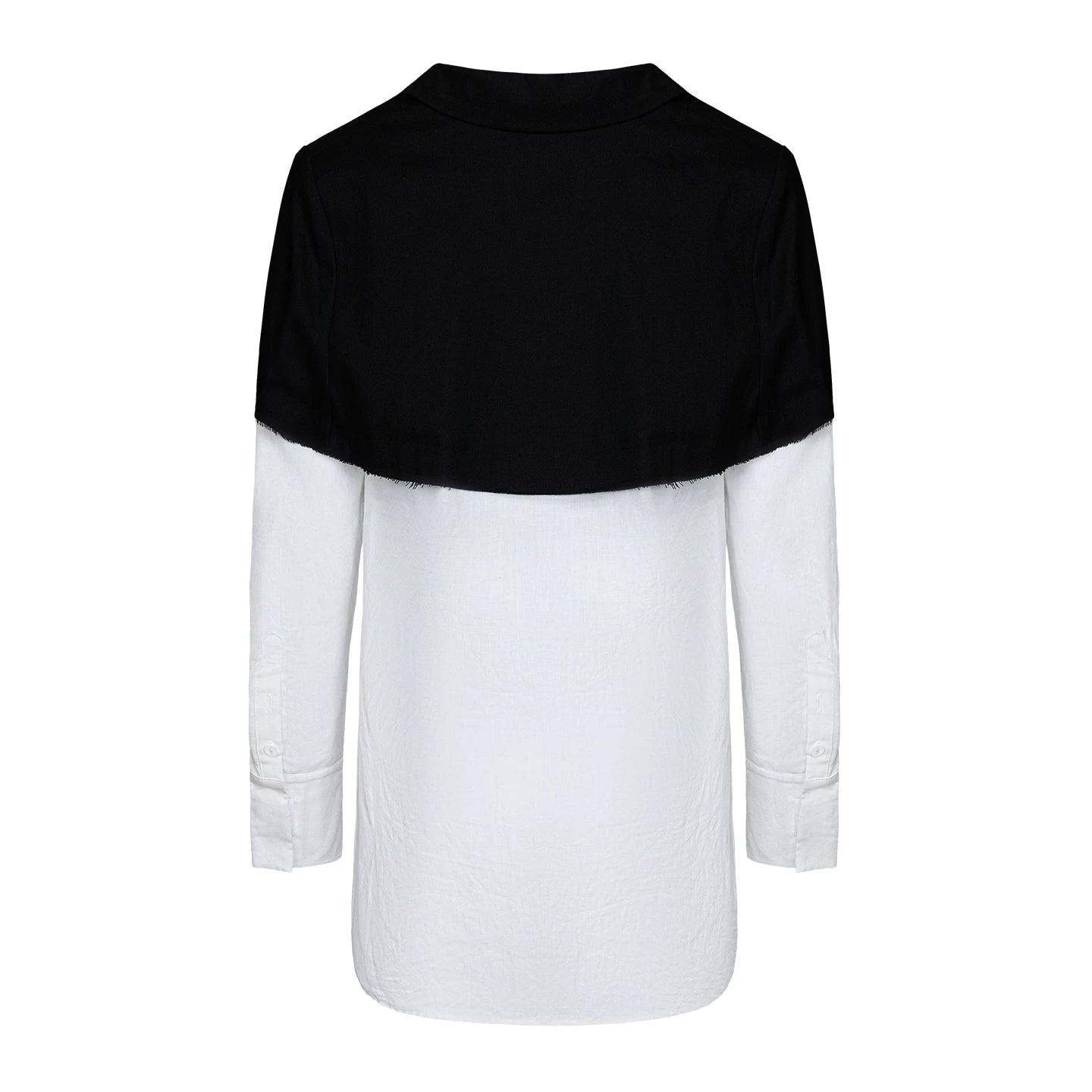 Lapargay Black and white contrast shirt with suit notch lapel and faux two-piece splicing design L66301050E